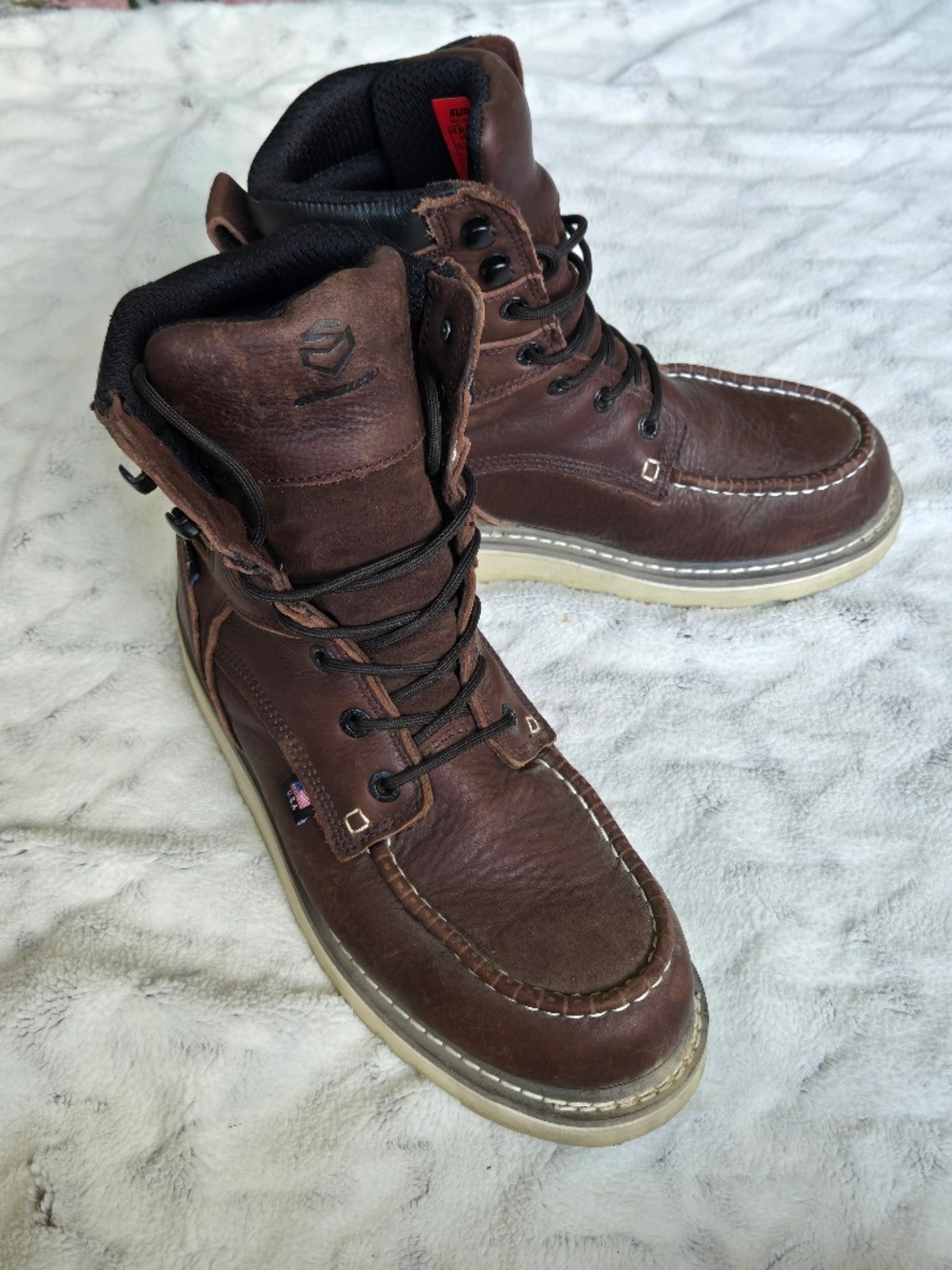 Sureway Soft Moc Toe Leather 8-inch Work Boots - Men's 10/Women's 12